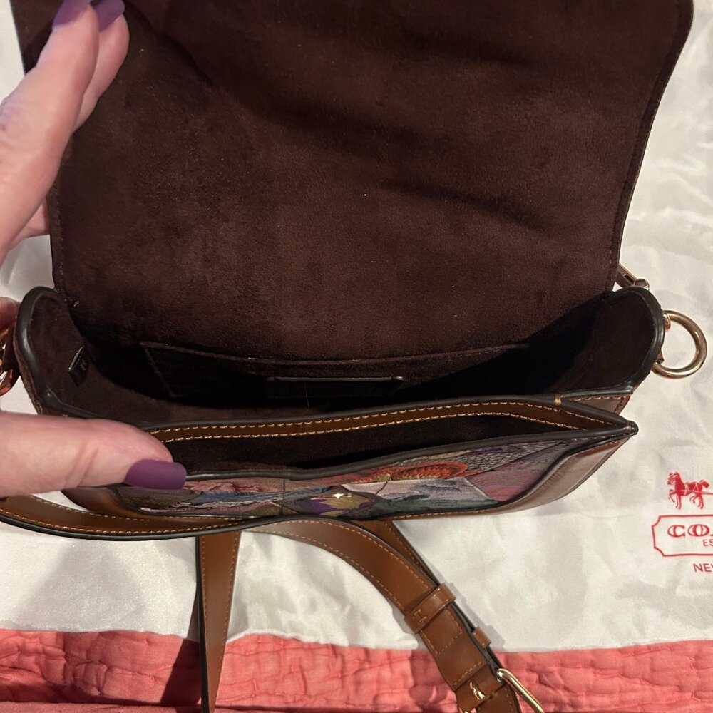 RARE!! Coach Georgie Saddle Bag With Patchwork Kaffe Fassett Print - Picture 9 of 13